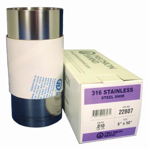Precision Brand® 22828 Shim Stock, 100 in Roll L x 6 in W, 0.012 in THK, 316 Stainless Steel